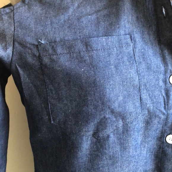 Cold Shoulder Button Down Jean Shirt - Picture 6 of 7